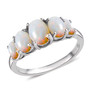 front view of australian white cabochon opal five stone ring in rhodium over solid 925 sterling silver