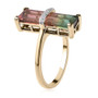 side view of watermelon tourmaline and diamond 10k yellow gold ring