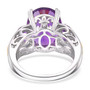 back view of amethyst trilogy ring in 18k yellow gold and rhodium over 925 sterling silver