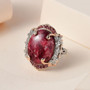 thulite rhodolite and zircon two-tone 18k rose gold and rhodium over sterling silver cocktail ring