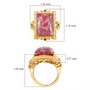 full view of thulite and chrome diopside cocktail ring in 18k yellow gold over sterling silver