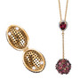 open view of convertible black spinel and rhodolite garnet necklace in 18k yellow gold over sterling silver