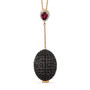 front view of convertible black spinel and rhodolite garnet necklace in 18k yellow gold over sterling silver
