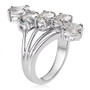 side view of goshenite five stone ring in rhodium over sterling silver