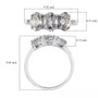 full view of goshenite and diamond trilogy ring in rhodium over sterling silver
