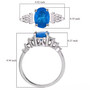 neon apatite and diamond baguette ring in 10k white gold shown for size comparison