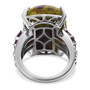 atlantisite and rhodolite garnet cushion cocktail ring in rhodium over sterling silver