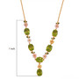 peridot and mother of pearl floral necklace in 18k yellow gold over silver shown for size comparison