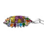 side view of atlantisite and cabochon multi gem halo pendant necklace in rhodium over sterling silver