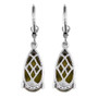 back view of atlantisite pear lever back dangle earrings in rhodium over sterling silver