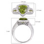 peridot and white zircon trillion halo ring in rhodium over sterling silver
