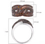 full view of red diamond bypass ring in white and black rhodium over sterling silver