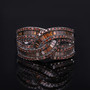 red diamond bypass ring in white and black rhodium over sterling silver