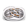 back view of red diamond bypass ring in white and black rhodium over sterling silver