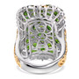 back view of chrome diopside cluster ring in two tone sterling silver and yellow gold showing open lattice gallery under gemstone cluster back view of chrome diopside cluster ring in two tone sterling silver and yellow gold showing open lattice gallery under gemstone cluster