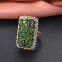 chrome diopside cluster ring in two-tone 18k yellow gold and rhodium over sterling silver