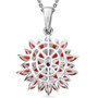 back view of mexican fire opal flower cluster pendant necklace in rhodium over sterling silver