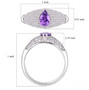 purple sapphire pear ring with diamond pave in solid 950 platinum shown for size comparison