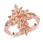 front view of pink imperial topaz cluster cross ring featuring marquise-cut topaz gemstones arranged in a radiant cross pattern with warm rose gold finish front view of pink imperial topaz cluster cross ring featuring marquise-cut topaz gemstones arranged in a radiant cross pattern with warm rose gold finish