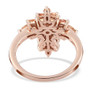 back view of pink imperial topaz cluster cross ring in 18k rose gold over sterling silver