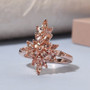 pink imperial topaz cluster cross ring in 18k rose gold over sterling silver