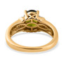 back view of vesuvianite and oval moissanite ring in 18k yellow gold over sterling silver