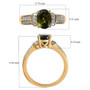 measurement diagram of vesuvianite and moissanite ring in 18k yellow gold over sterling silver showing stone and ring dimensions in inches measurement diagram of vesuvianite and moissanite ring in 18k yellow gold over sterling silver showing stone and ring dimensions in inches
