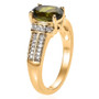 side view of vesuvianite and moissanite ring in 18k yellow gold over sterling silver