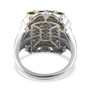 back view of vesuvianite cluster ring in two-tone 18k yellow gold and rhodium over sterling silver