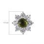 vesuvianite and white zircon flower halo stud earrings in rhodium over sterling silver shown for size comparison