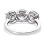 back view of petalite round trilogy ring in rhodium over sterling silver