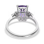 back view of hackmanite and diamond ring displaying scrollwork undergallery and polished white gold band finish