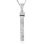 front view of genuine meteorite bar pendant necklace in rhodium over sterling silver