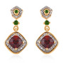 front view of madeira citrine chrome diopside and zircon drop earrings in 18k yellow gold over sterling silver