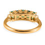 back view of tsavorite garnet and diamond five stone band ring in 18k yellow gold over sterling silver