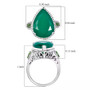 Dimension diagram detailing ring height, width, and overall proportions of the Green Onyx pear centerpiece