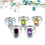 citrine white zircon and emerald cut halo ring in rhodium over sterling silver