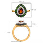 madeira citrine chrome diopside and zircon pear double halo ring in 18k yellow gold over sterling silver shown for size comparison
