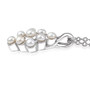 side profile of freshwater pearl cluster pendant showing stacked settings and integrated bail on sterling silver chain