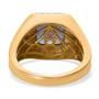 mystic blue petalite and zircon asscher cut halo gents ring in 18k yellow gold over sterling silver
