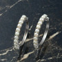 freshwater pearl hoop earrings in rhodium over sterling silver