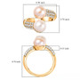 white peach freshwater pearl and zircon bypass ring in 18k yellow gold over sterling silver shown for size comparison