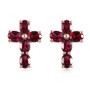 front view of anthill garnet cross stud earrings showing symmetrical oval gemstone arrangement