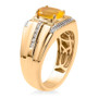 side view of yellow opal oval and white zircon gents ring in 18k yellow gold over sterling silver