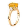 side view of yellow opal and diamond ring in 10k yellow gold