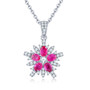 ruby and white zircon pendant necklace in rhodium over 925 sterling silver