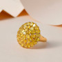 yellow opal round cluster ring in 18k yellow gold over sterling silver