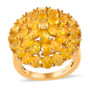 front view of yellow opal round cluster ring featuring layered oval-cut gemstones in radiant yellow gold finish
