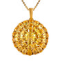 front view of yellow opal round cluster pendant necklace in 18k yellow gold over sterling silver