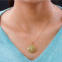 yellow opal round cluster pendant necklace in 18k yellow gold over sterling silver worn around the neck